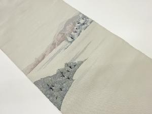 綴れ山並に木々風景模様織出し名古屋帯